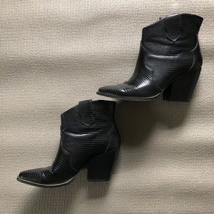 Black croc western bootie